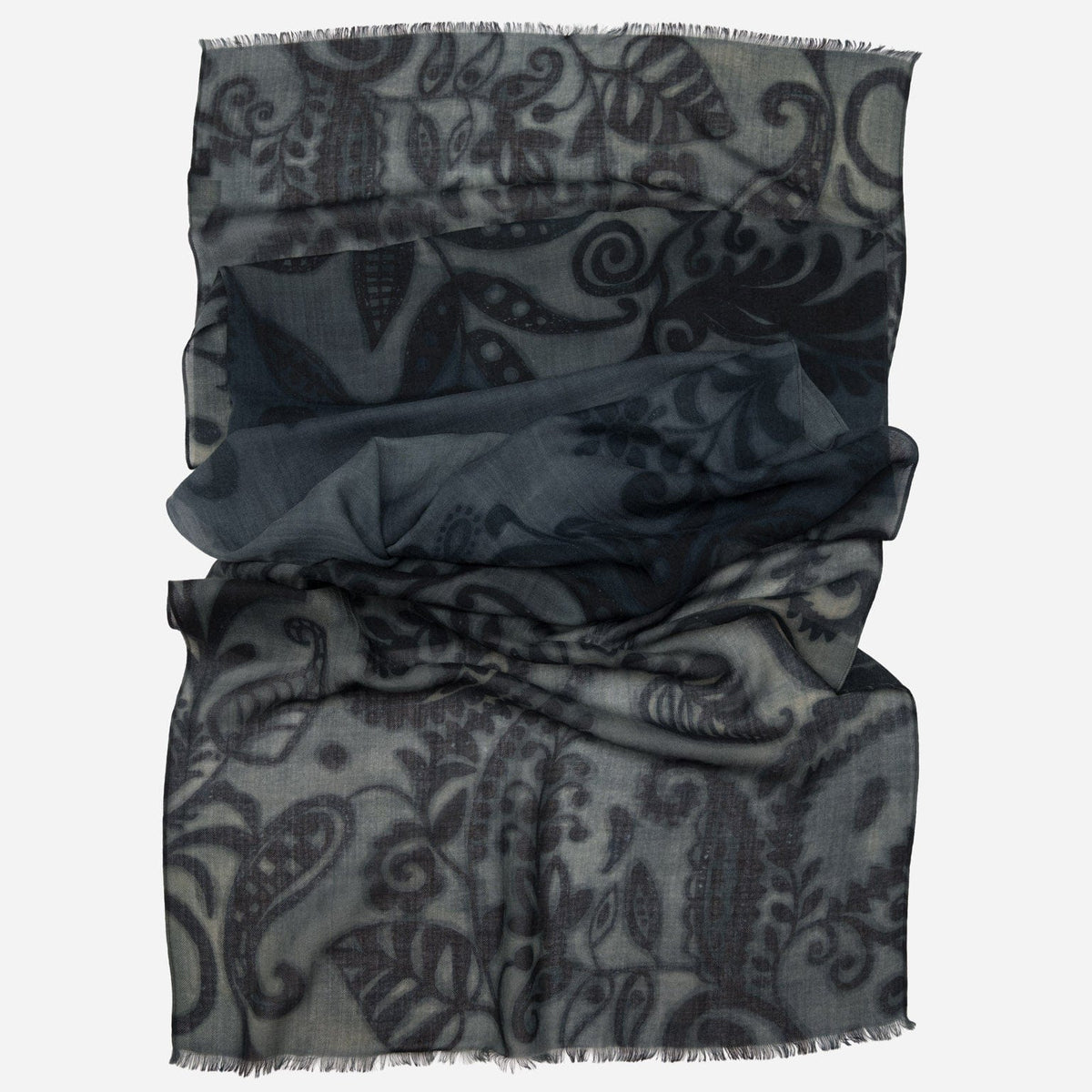 Italian Designer Wool Scarf - Steel Blue
