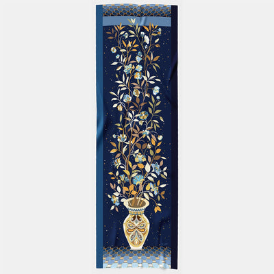 Luxury Blue Wool & Silk Scarf