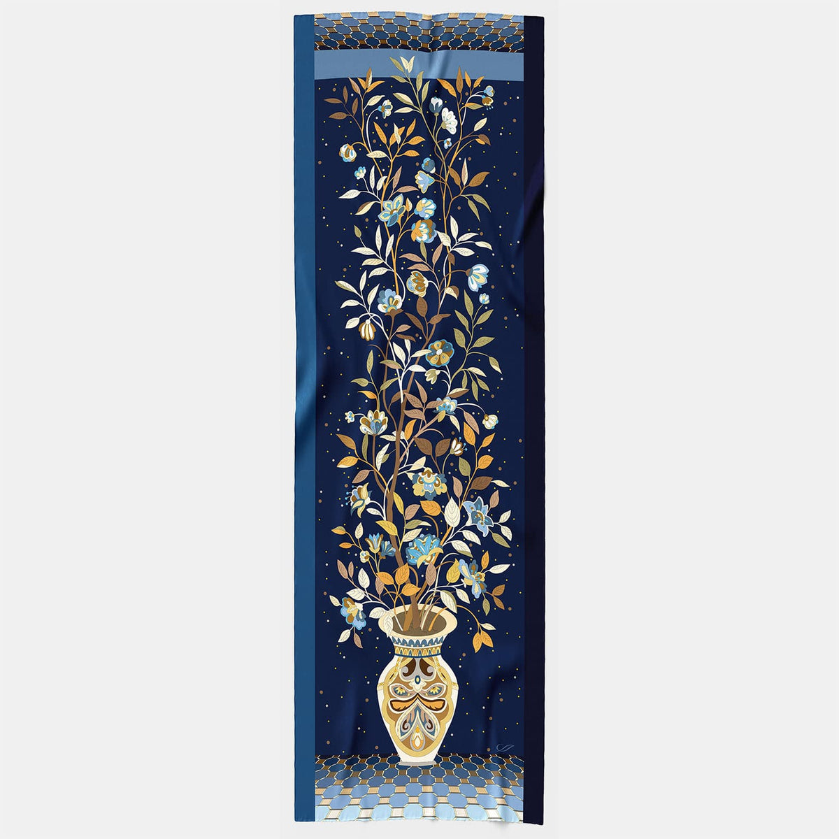 Luxury Blue Wool & Silk Scarf