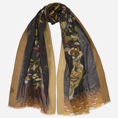 Luxury Brown Wool & Silk Scarf