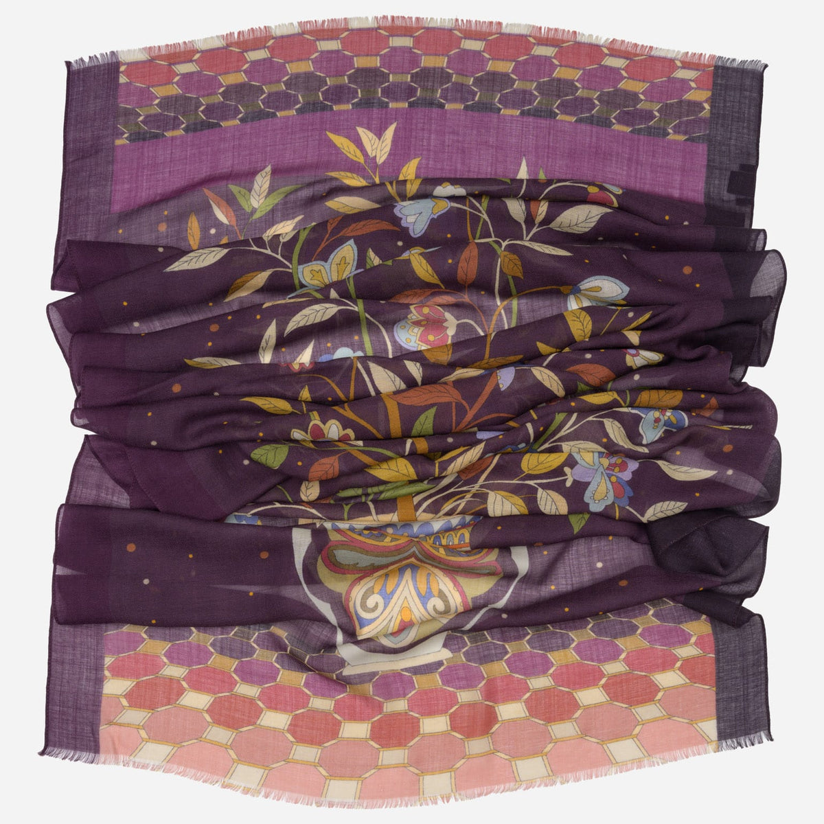 Luxury Plum Wool & Silk Scarf
