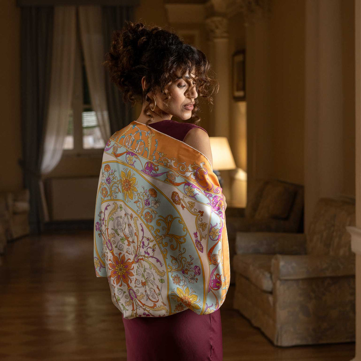 Women&#39;s luxury designer handmade Italian silk scarf