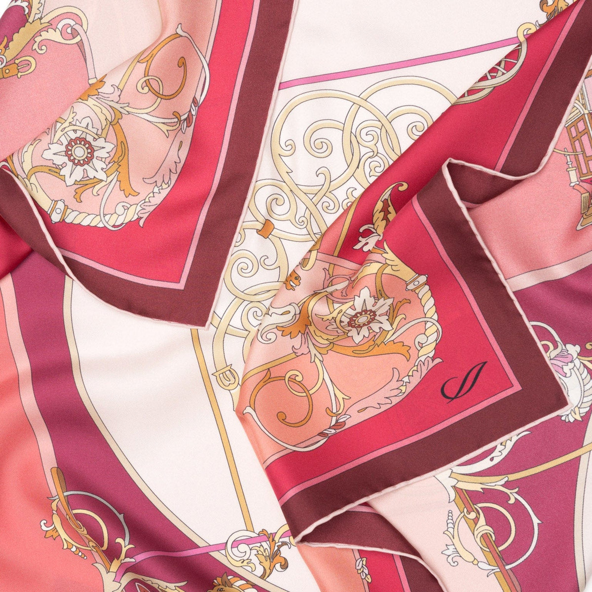 Women's Italian Red Silk Square Scarf