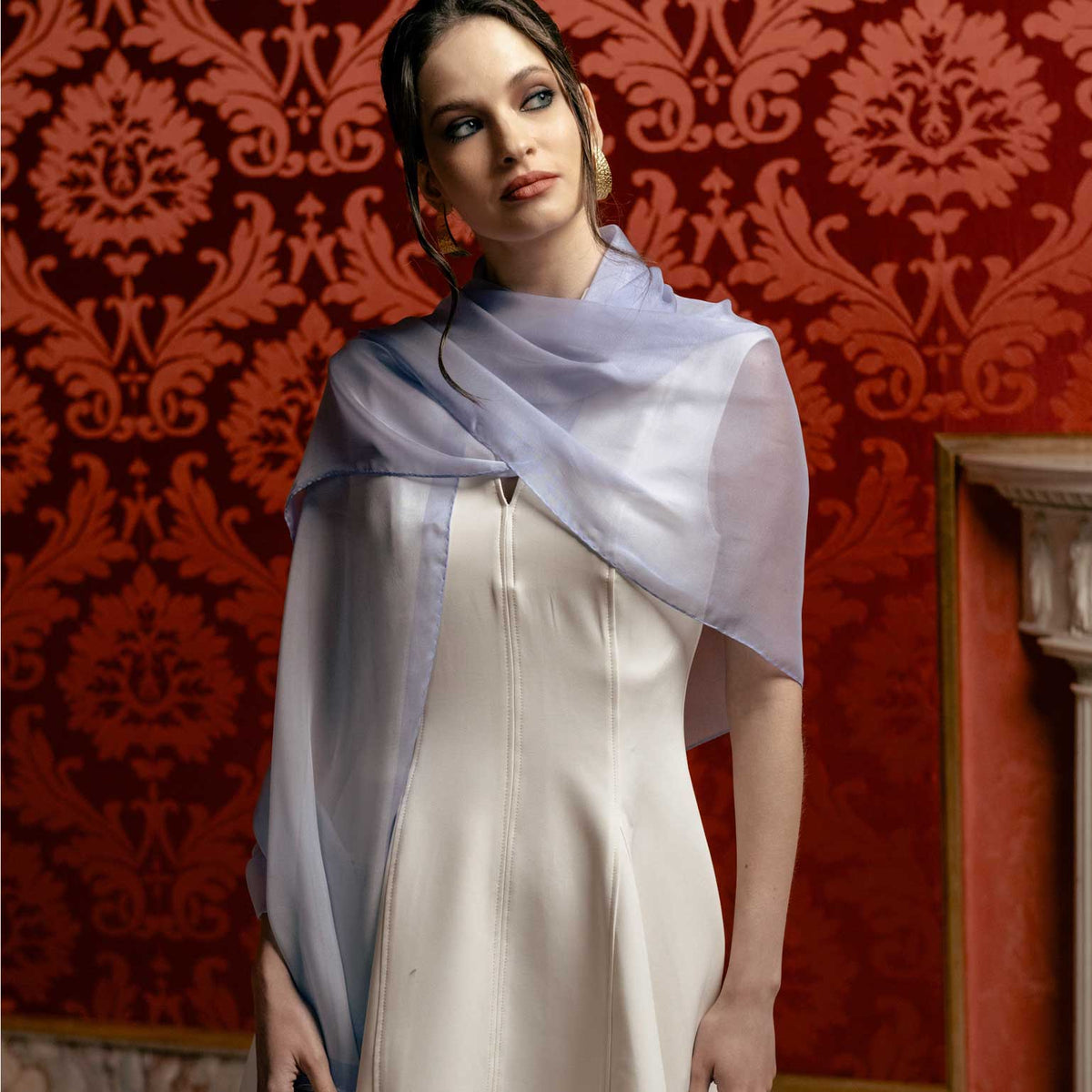 Lavender sheer silk Italian shawl for dresses