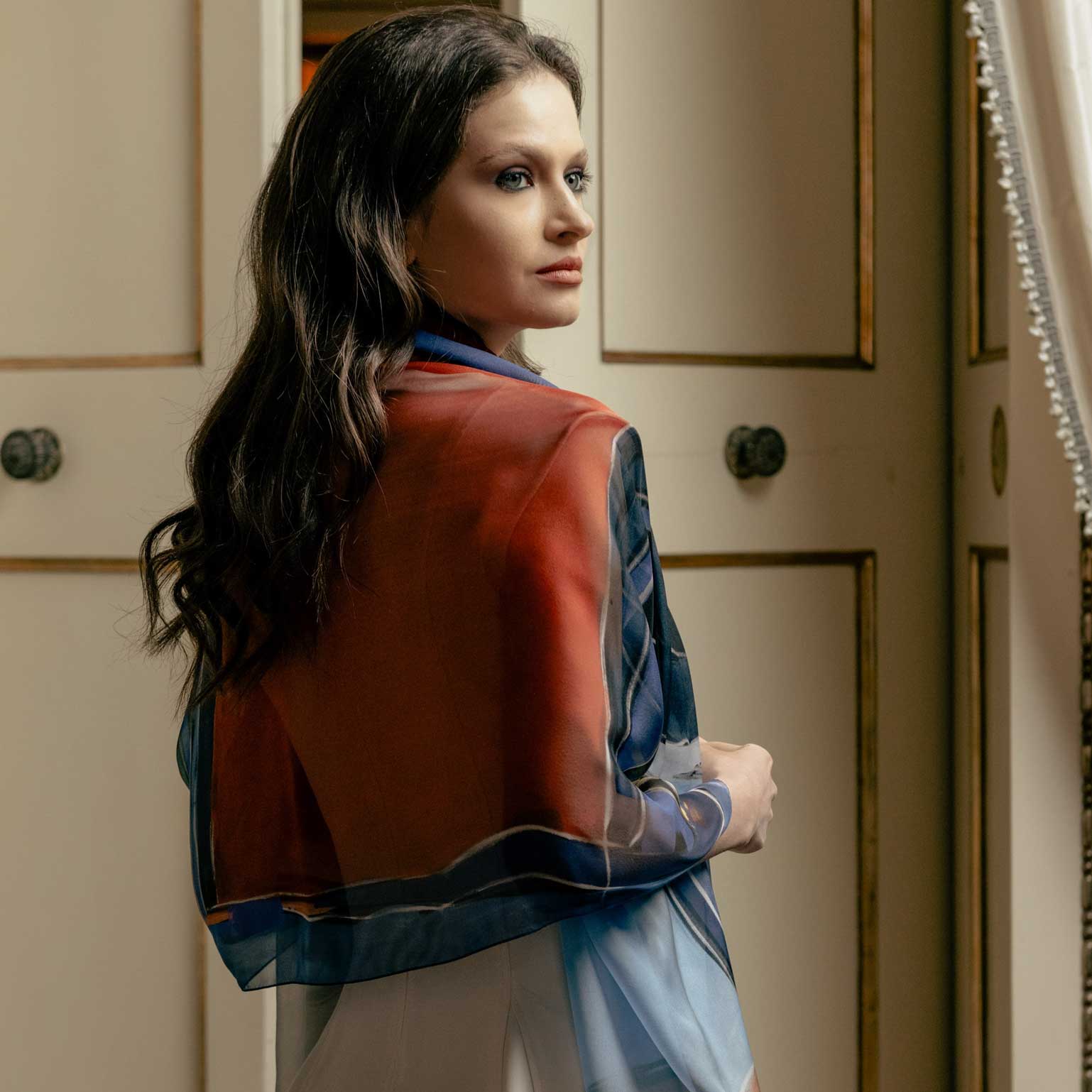 Sheer silk Italian shawl