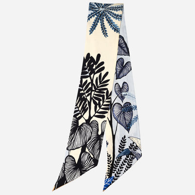 Italian Designer Blue Skinny Silk Scarf