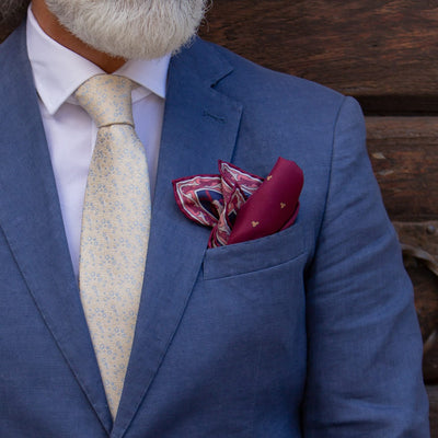 Italian Burgundy Silk Pocket Square