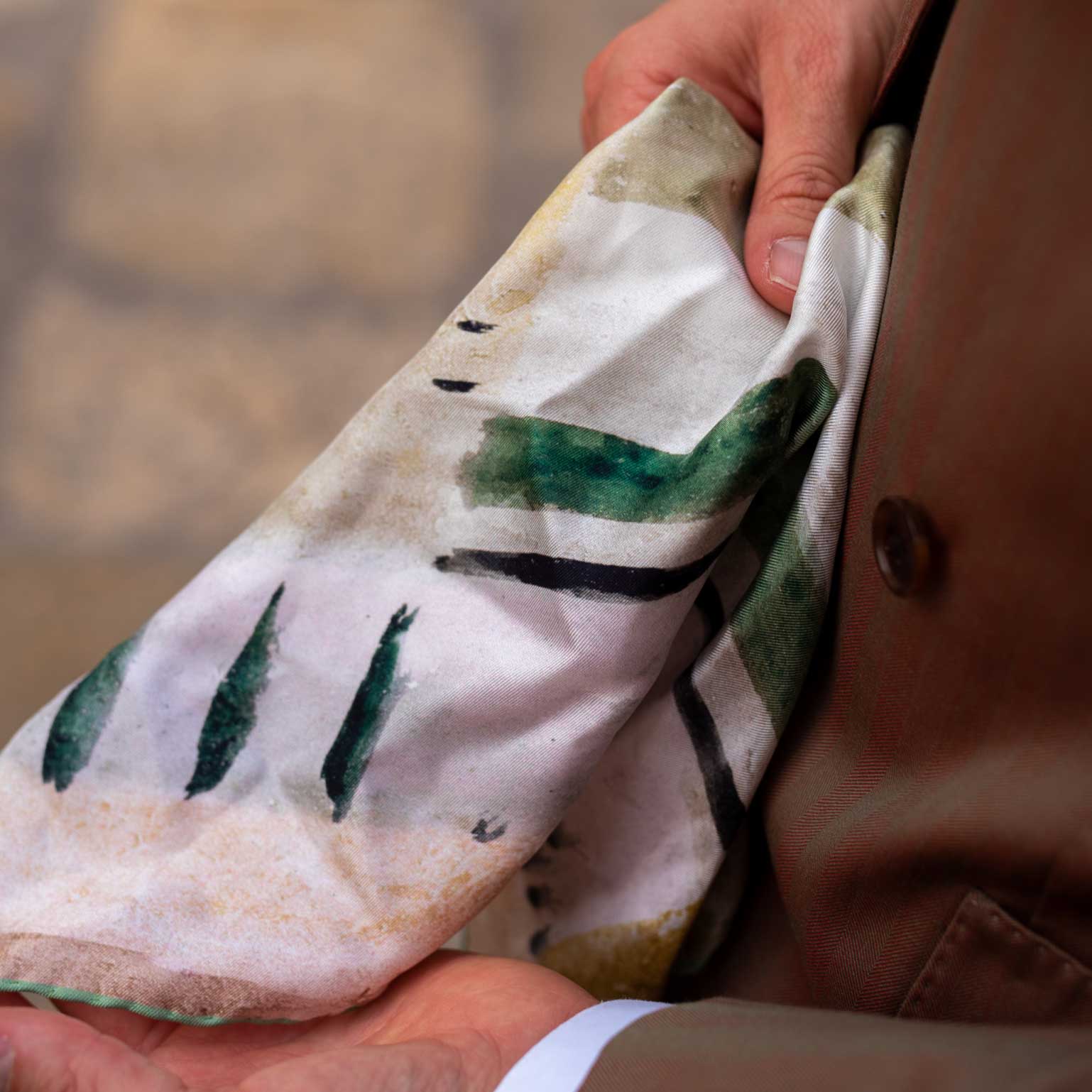Luxury handmade Italian silk pocket square hand rolled