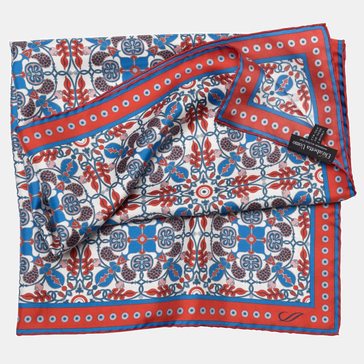 Red Patterned Italian Silk Neckerchief