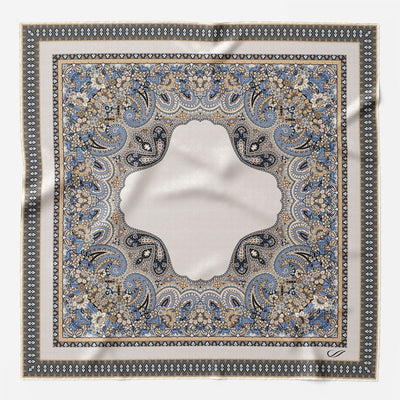 Italian Silk Neckerchief - Grey and Blue