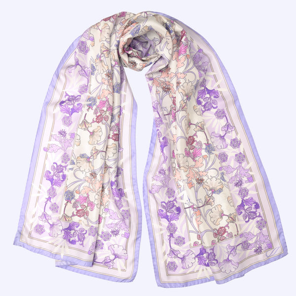 Women's Lavender Floral Italian Silk Scarf