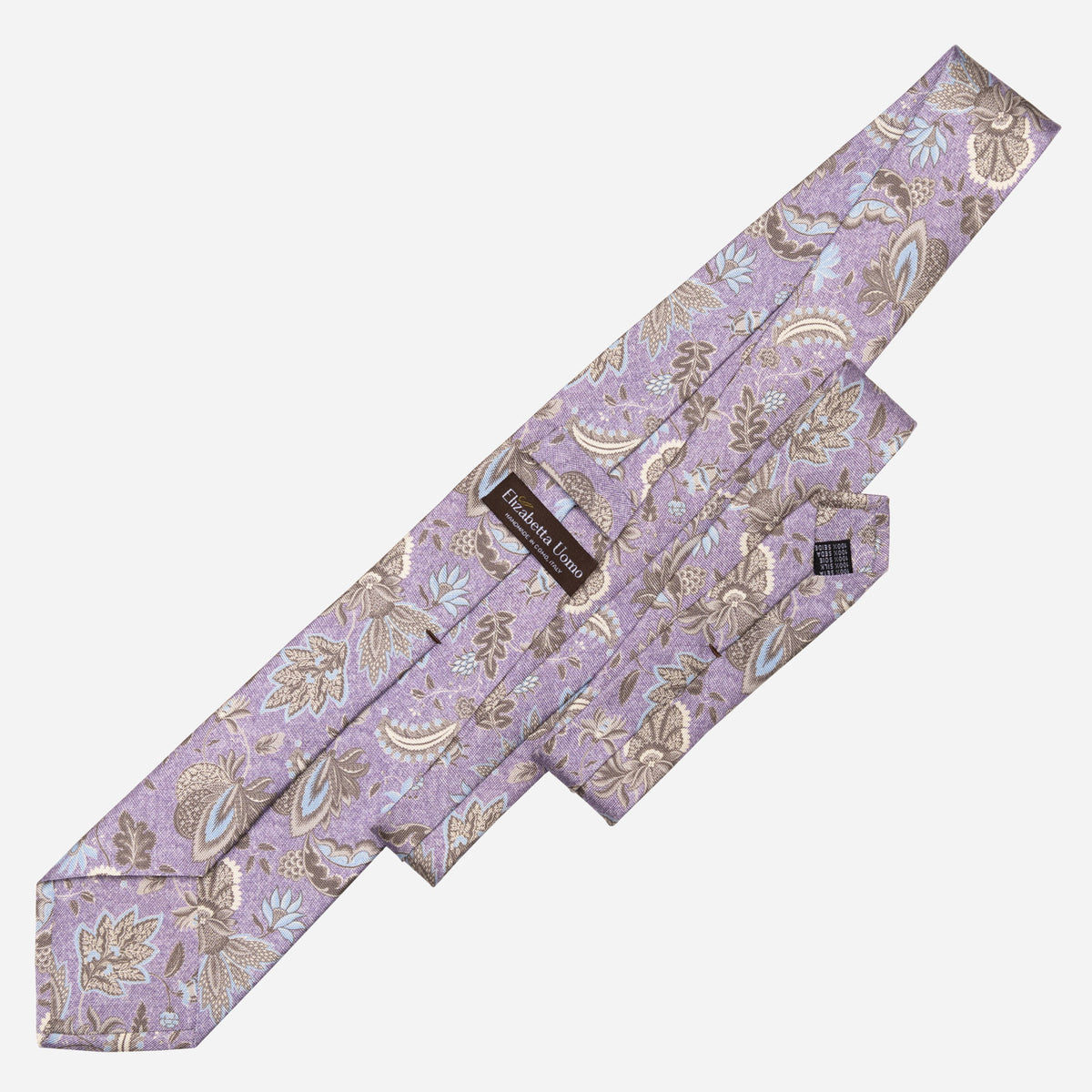 Handmade Lavender Floral Italian Silk Tie