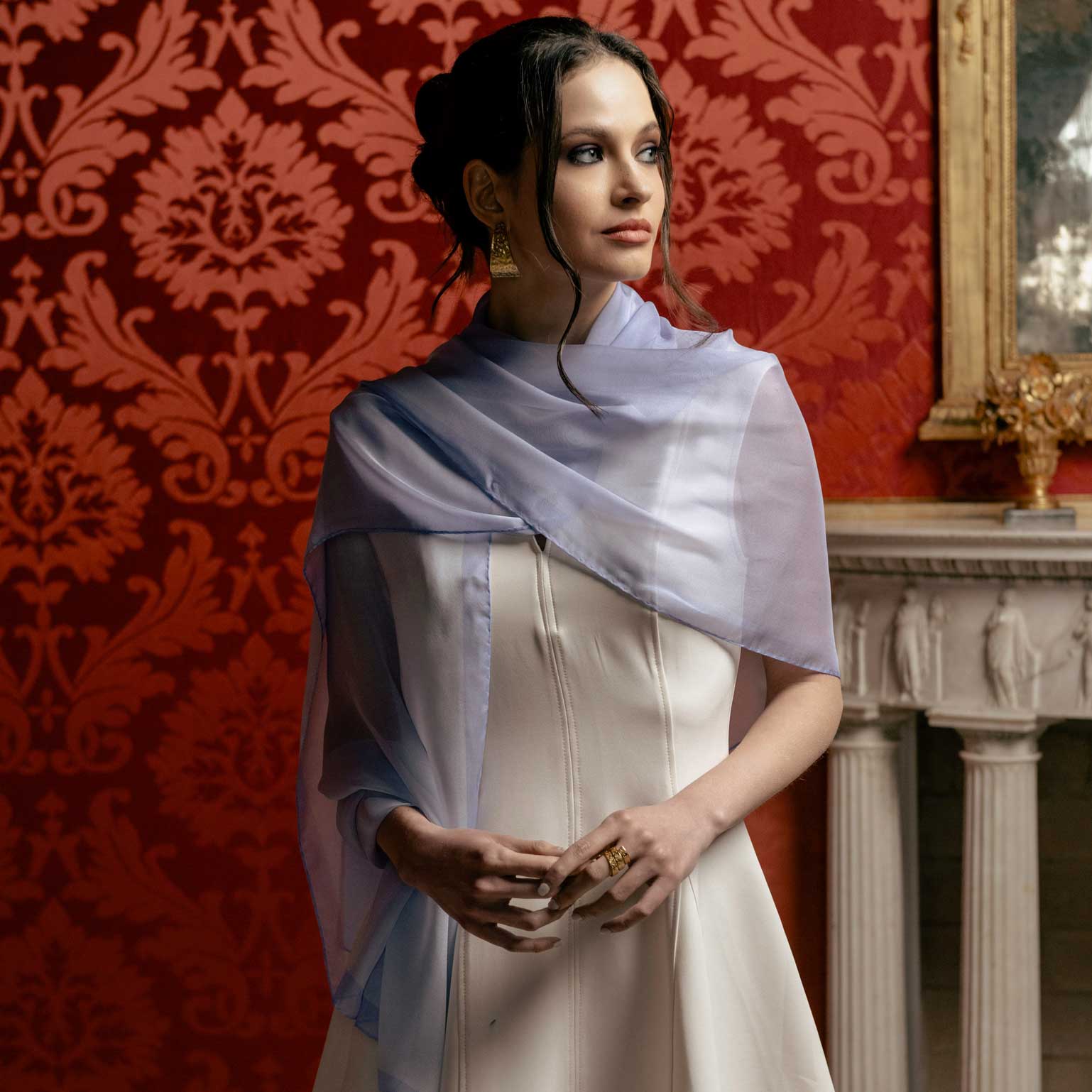Lavender sheer silk Italian shawl for dresses