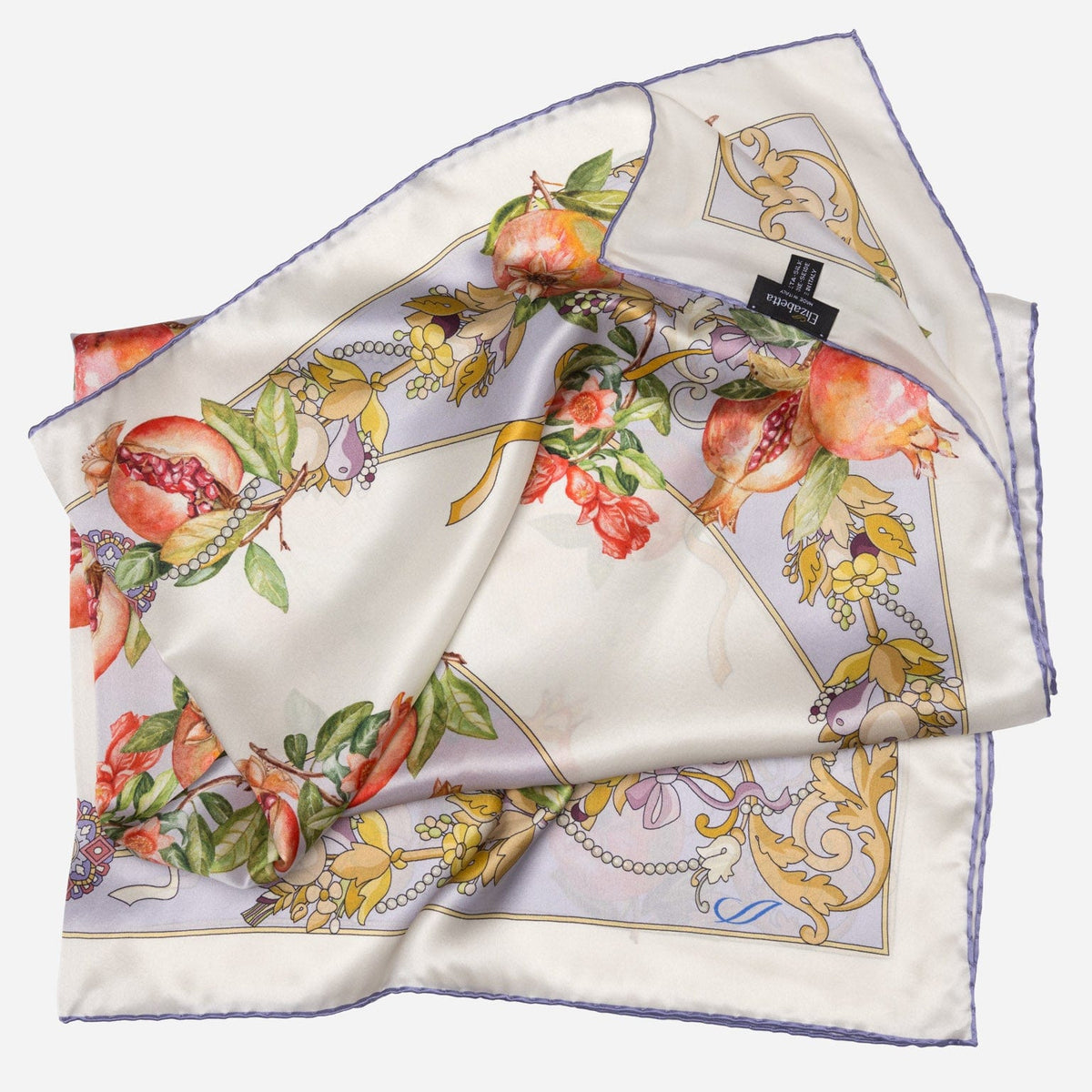 Lavender Pomegranate Print Silk Square Scarf