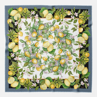 Designer Italian Silk Square Scarf - Black