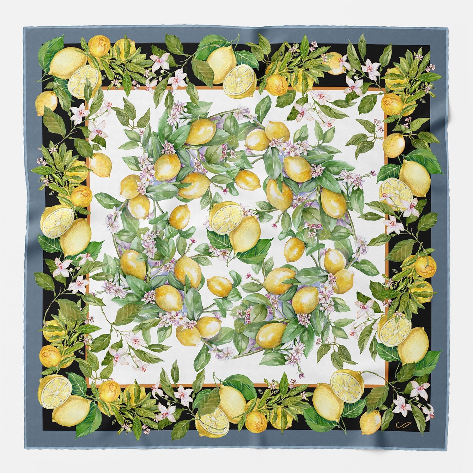 Designer Italian Silk Square Scarf - Black