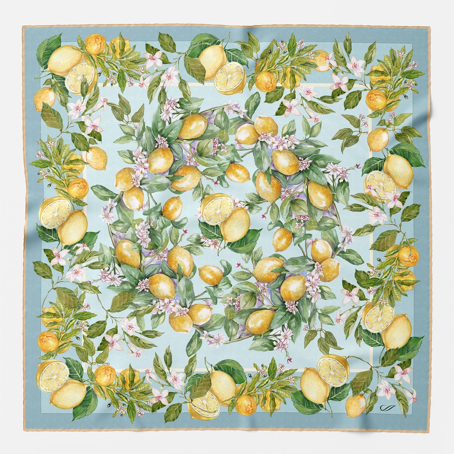 Sky Blue Italian Silk Square Scarf