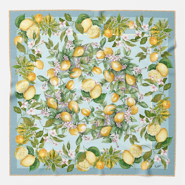 Sky Blue Italian Silk Square Scarf