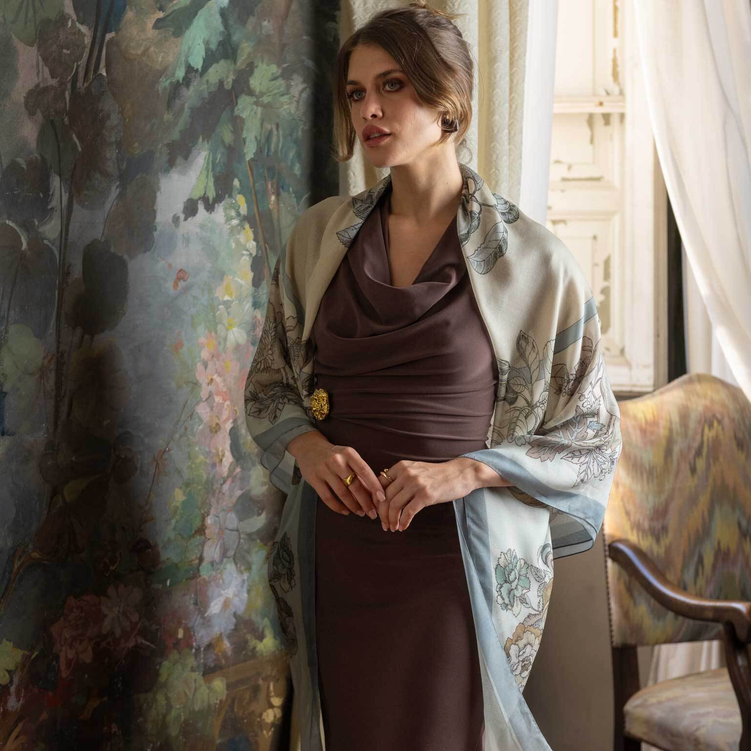 Powder Blue Modal Cashemere Square Scarf