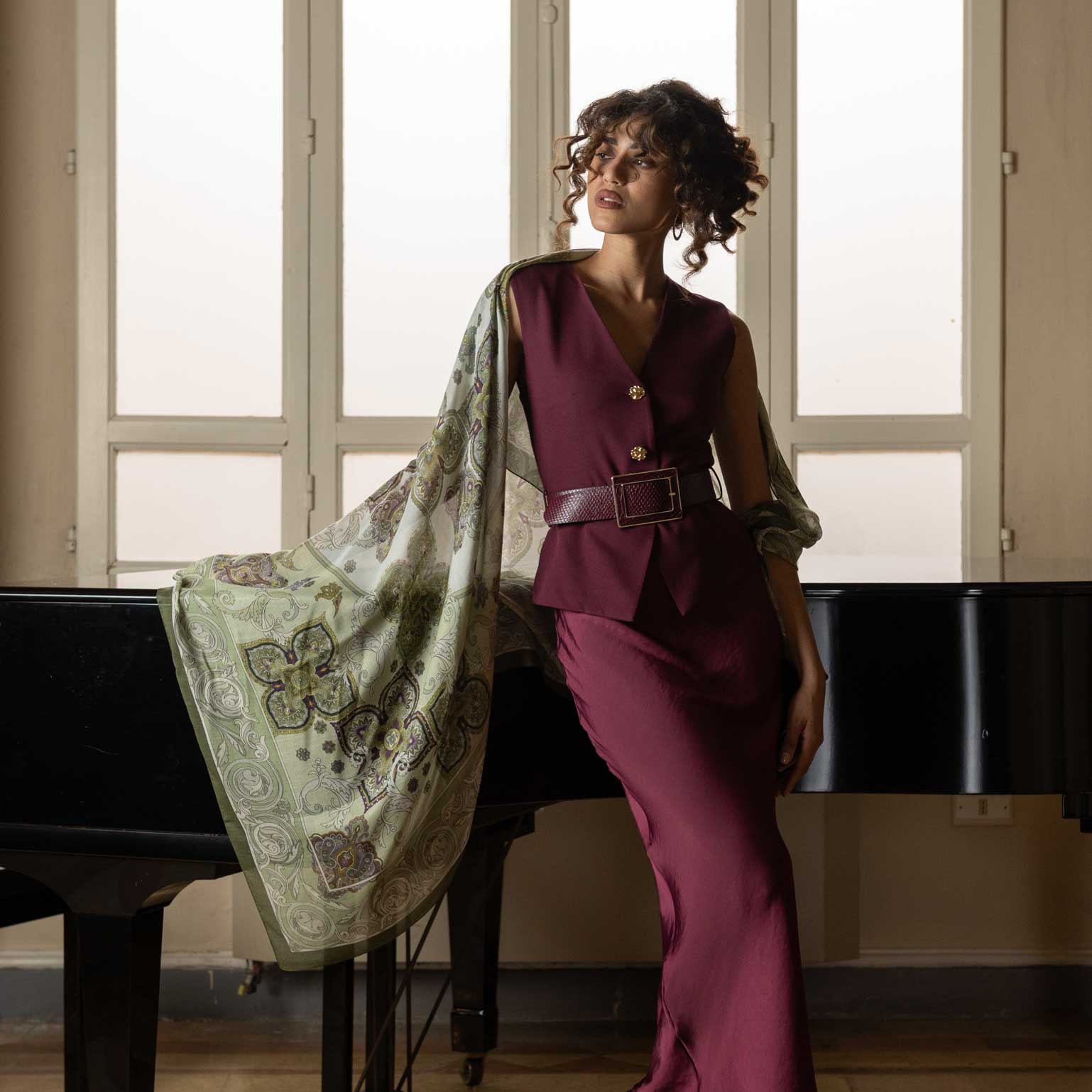 Mint Green Modal Cashemere Square Scarf