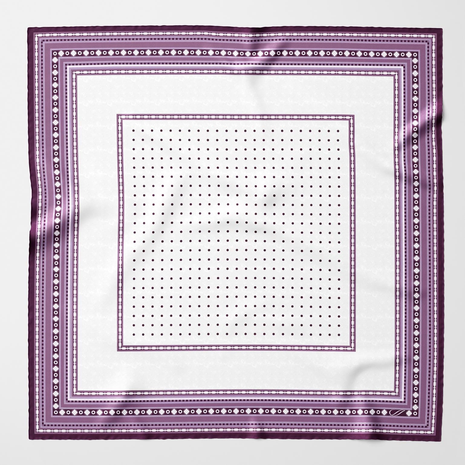 White and Lilac Polka Dot Silk Neckerchief