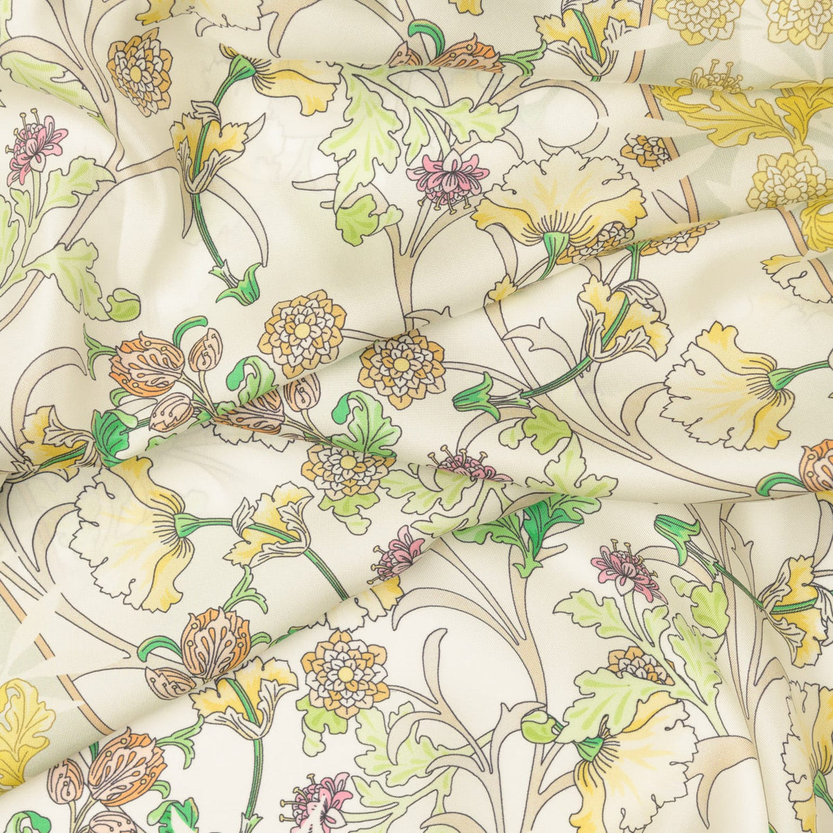 Women's Lime Floral Italian Silk Scarf