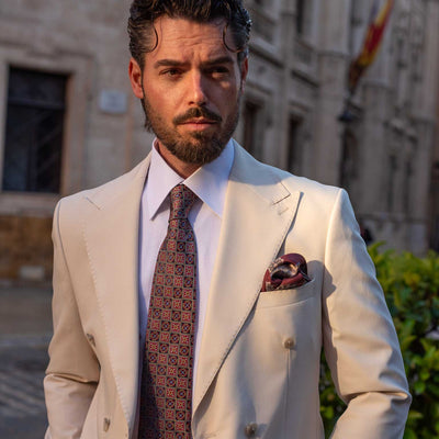 Luxury designer silk tie and pocket square