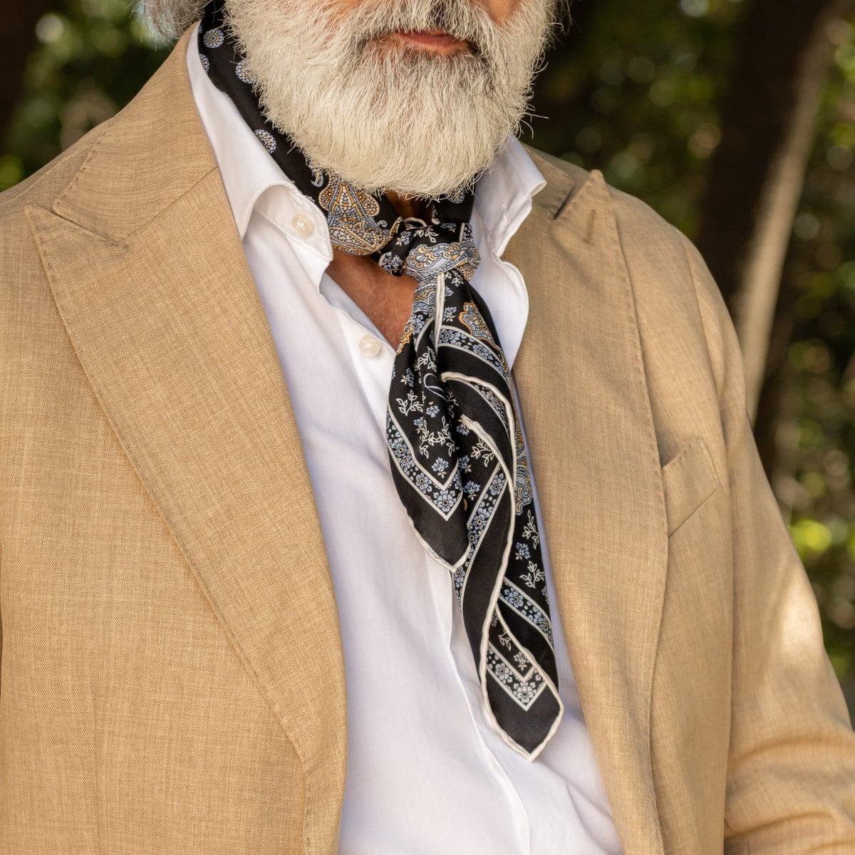 Black Hand-Rolled Italian Silk Neckerchief