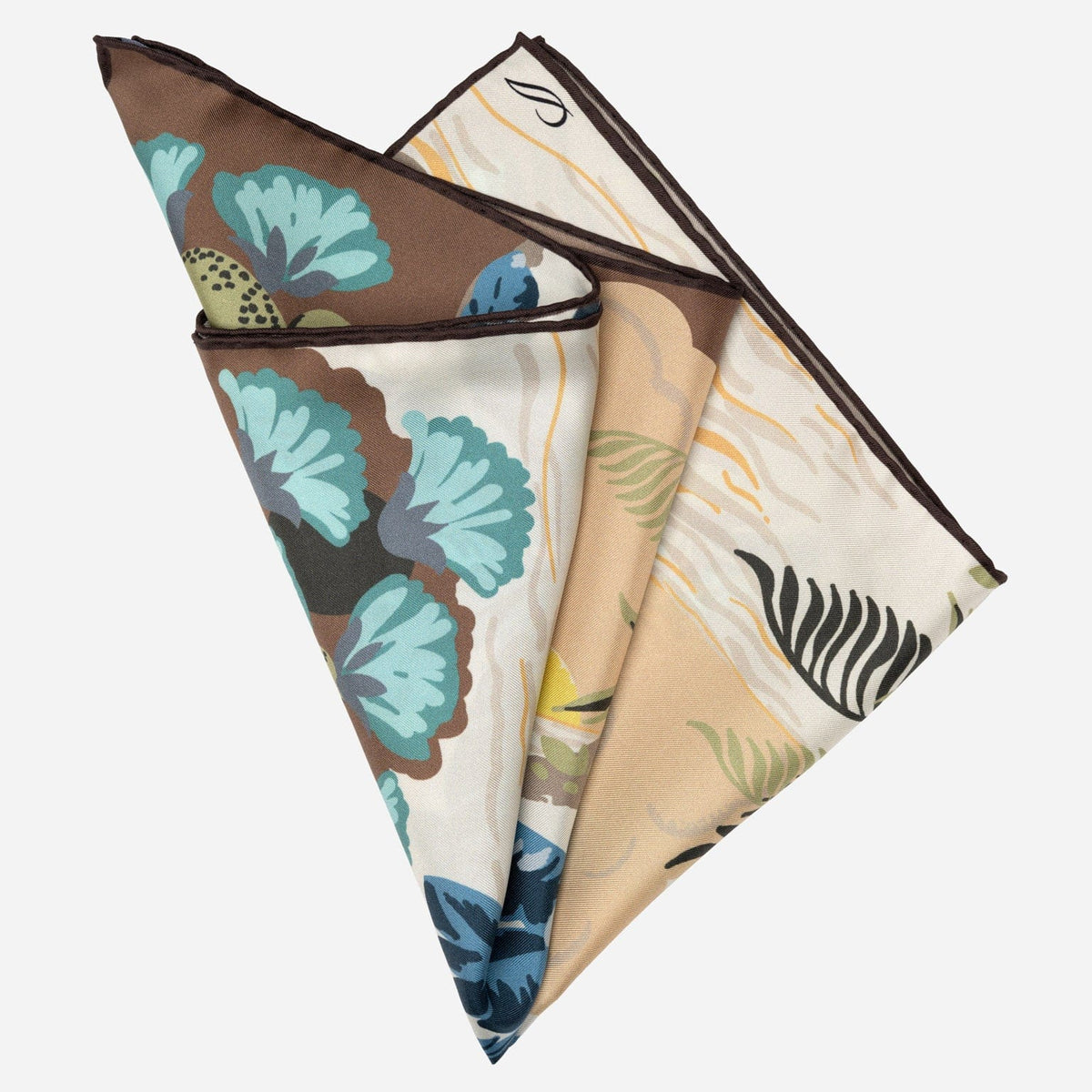 Italian Designer Aqua Silk Pocket Square