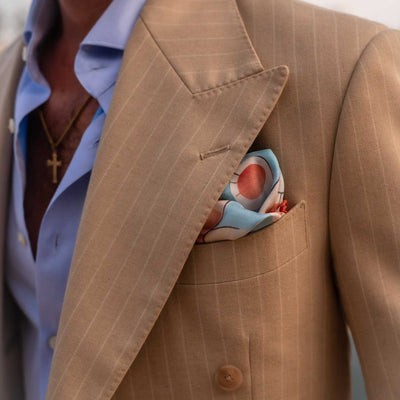 Designer art design silk pocket square for men
