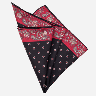 Black and Red Silk Pocket Square