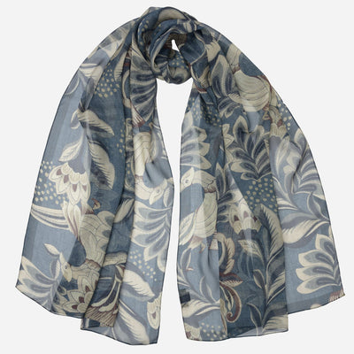 Designer Italian Silk Scarf - Blue