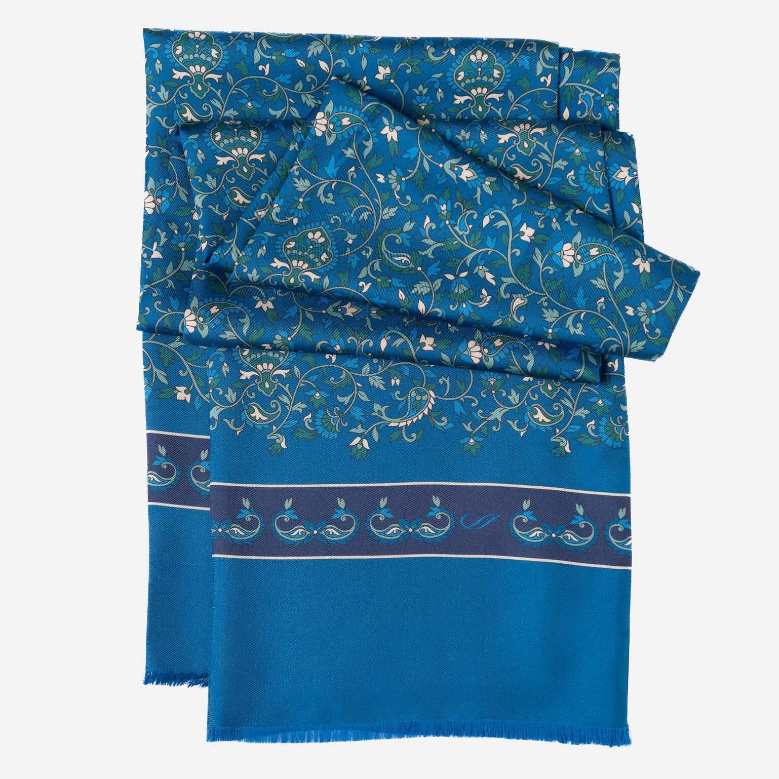 Men's Italian Blue Silk Dress Scarf