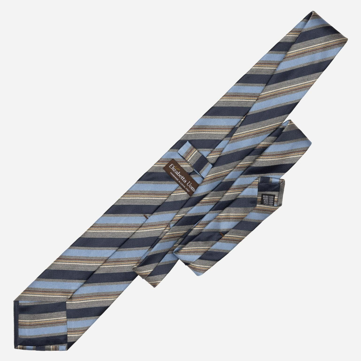 Italian Blue and Grey Stripes Silk Tie