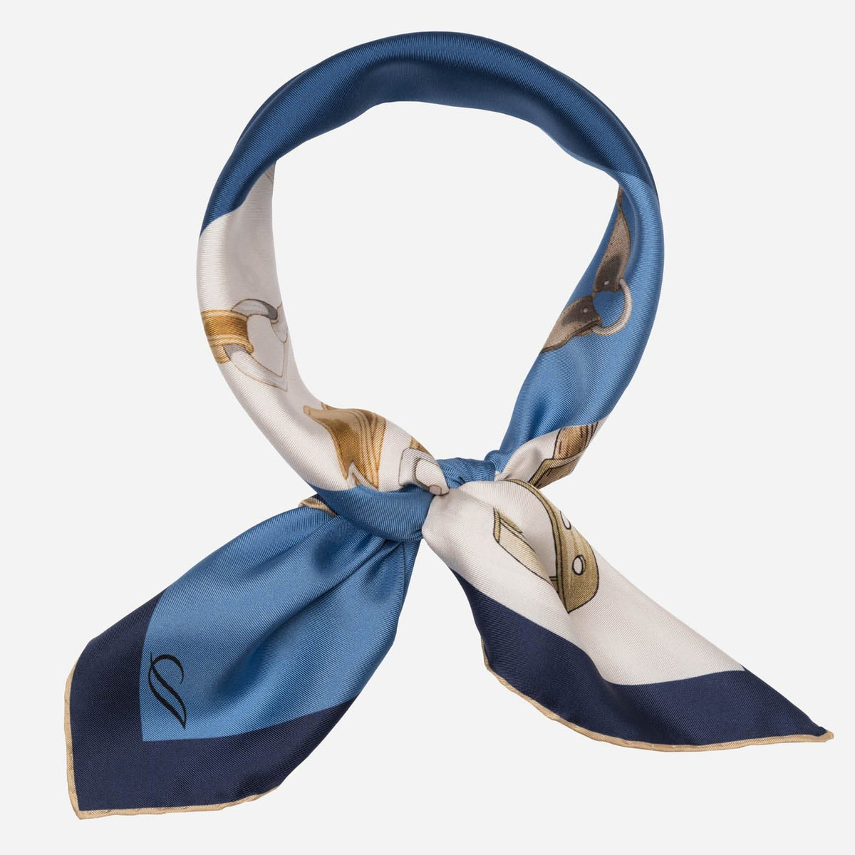 Blue Equestrian Italian Silk Neckerchief