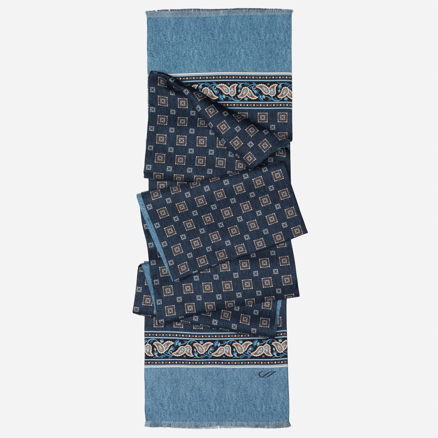 Men's Blue Italian Silk Scarf