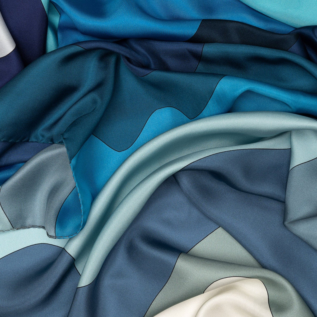 Italian Designer Blue Silk Scarf