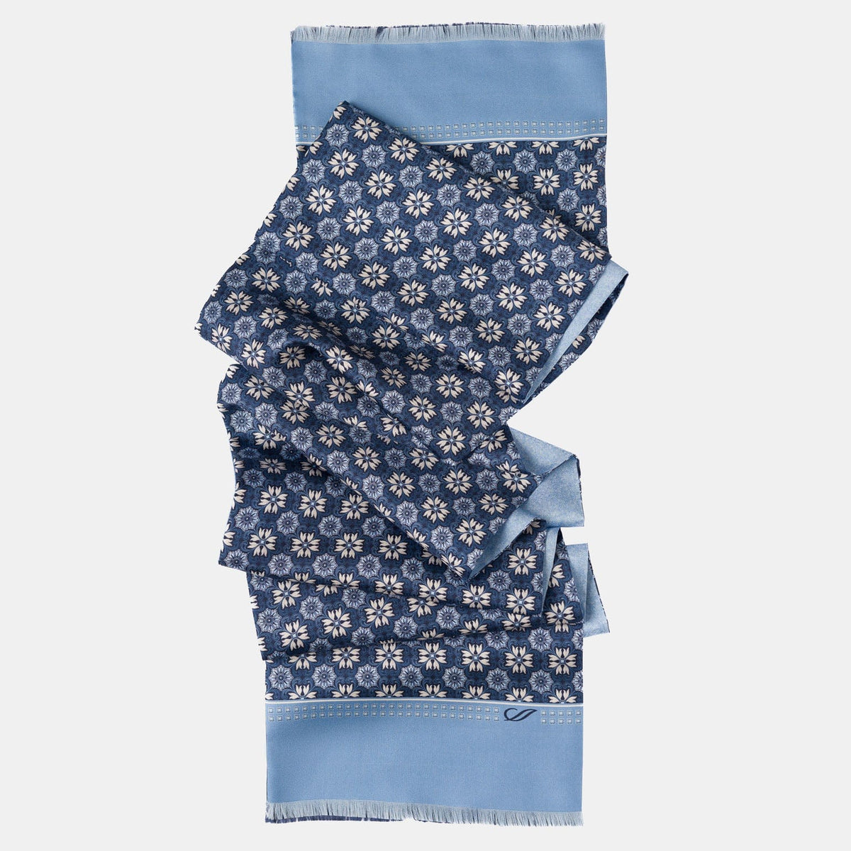 Blue Italian Silk Dress Scarf