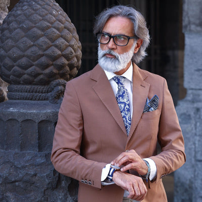 Handmade Navy Paisley Italian Silk Tie