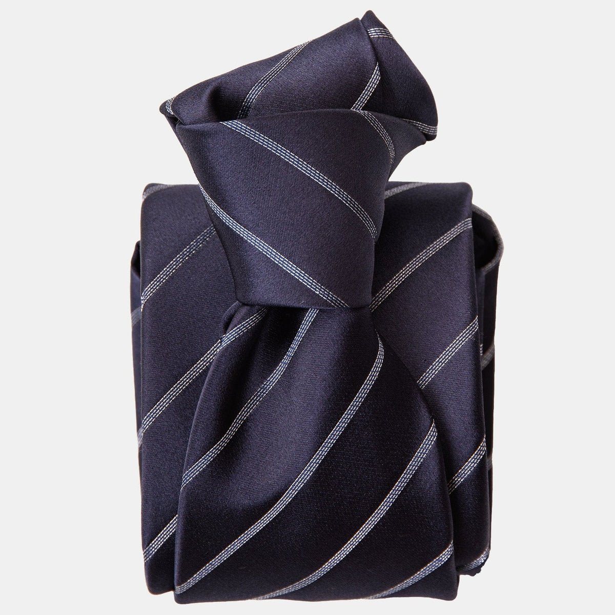 Extra Long Navy Blue Italian Silk Striped Tie