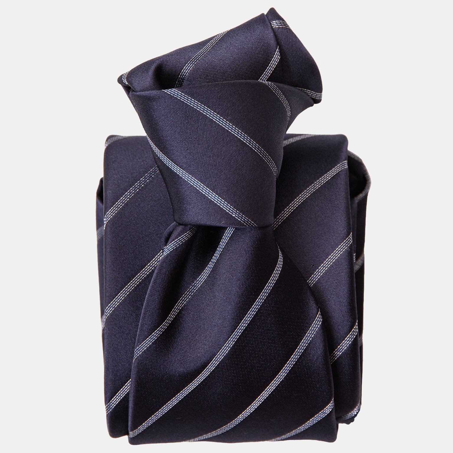 Navy Blue Italian Silk Striped Tie