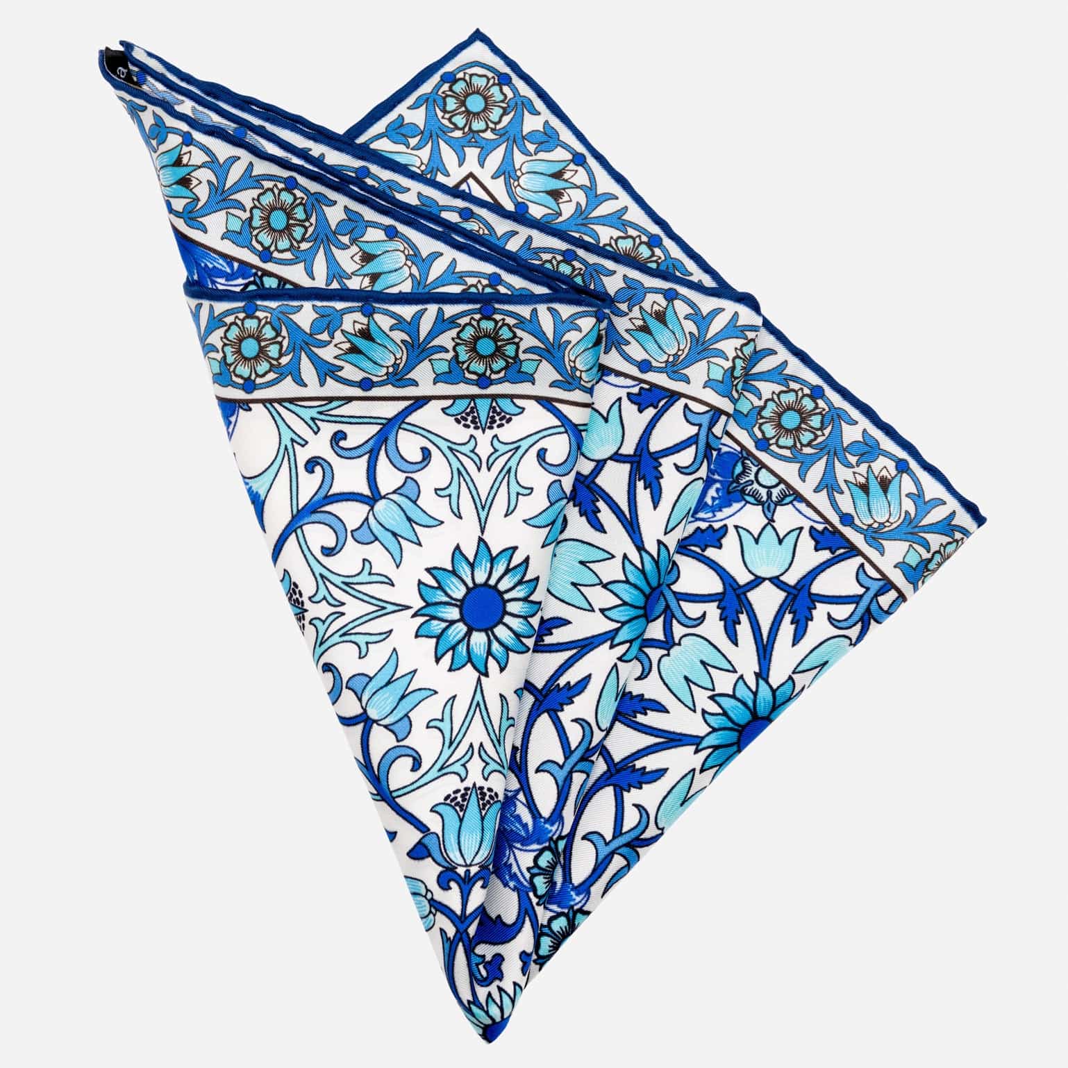 Blue Turquoise Silk Italian Pocket Square