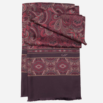 Men's Italian Bordeaux Paisley Silk Scarf