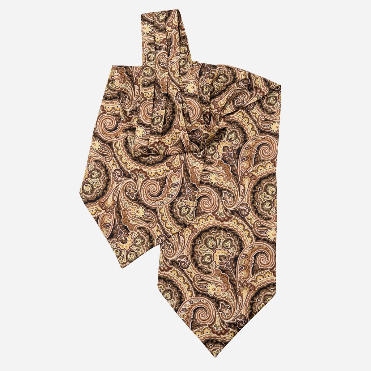 Brown Italian Silk Ascot Tie Day Cravat