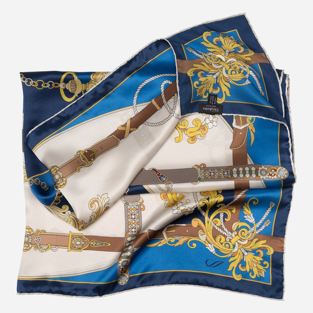 Blue Pocket Watch Design Silk Square Scarf