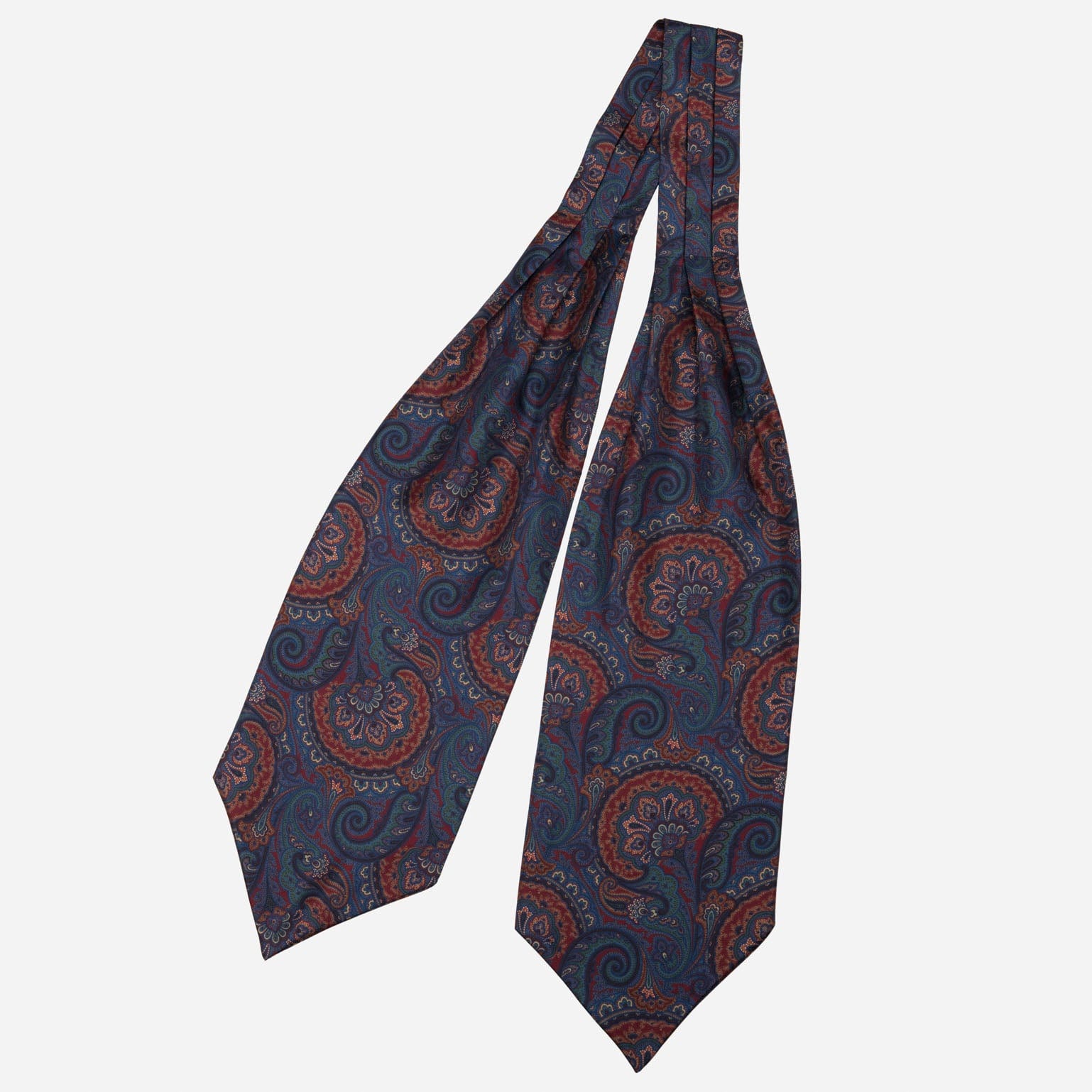 Burgundy & Blue Paisley Italian Silk Ascot Tie