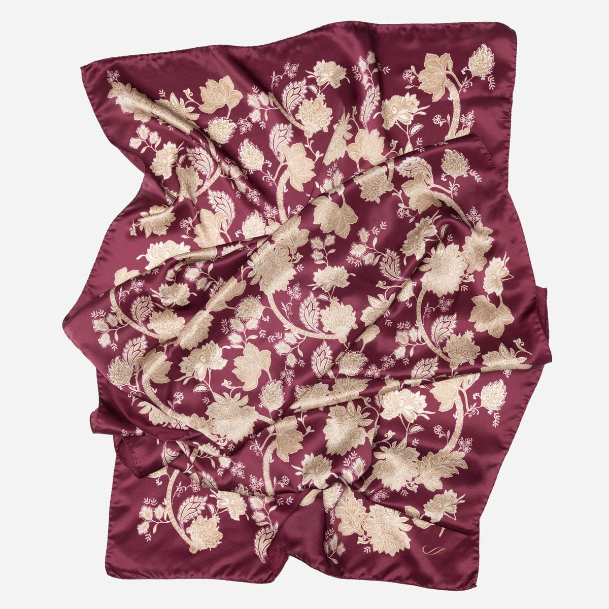 Italian Silk Satin Evening Shawl - Burgundy