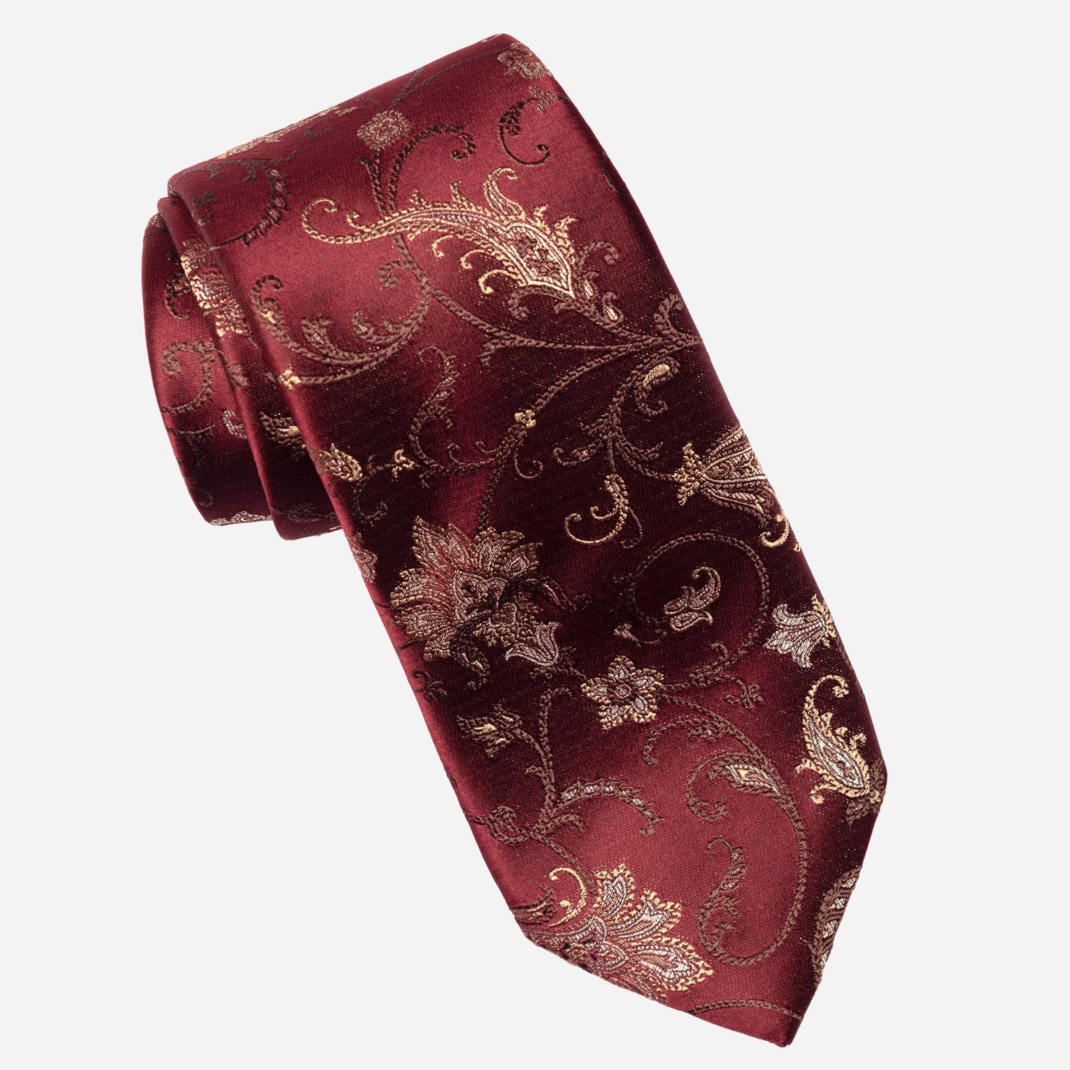 Italian Burgundy Floral Silk Tie