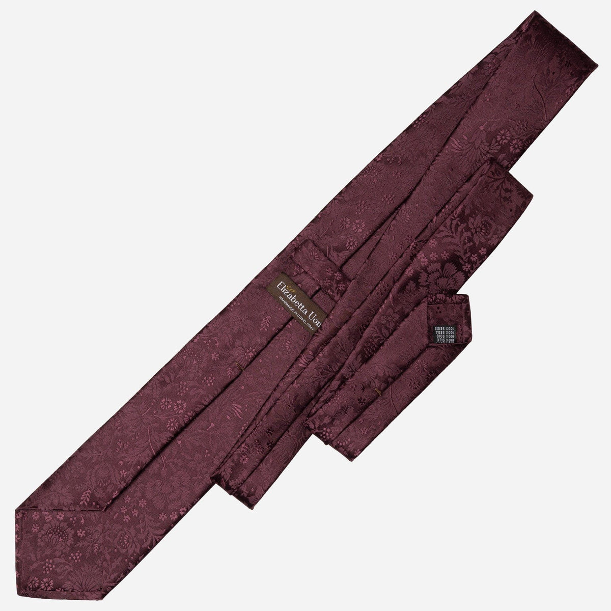 Solid Burgundy Floral Designer Silk Tie