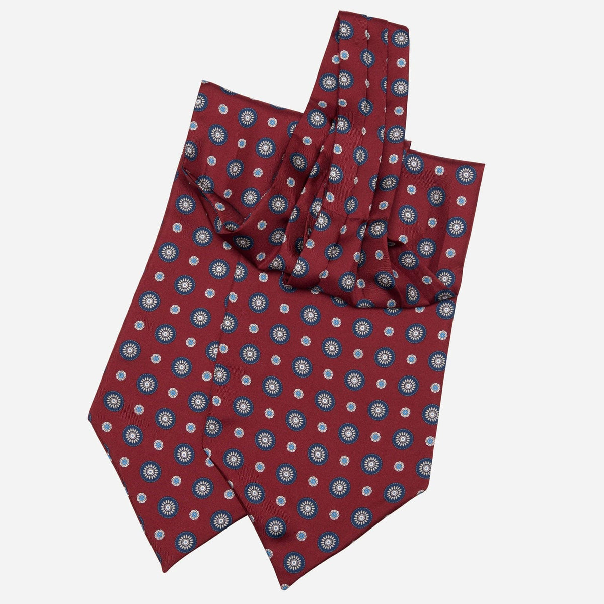 Burgundy Italian Silk Ascot Tie - Medallion Print